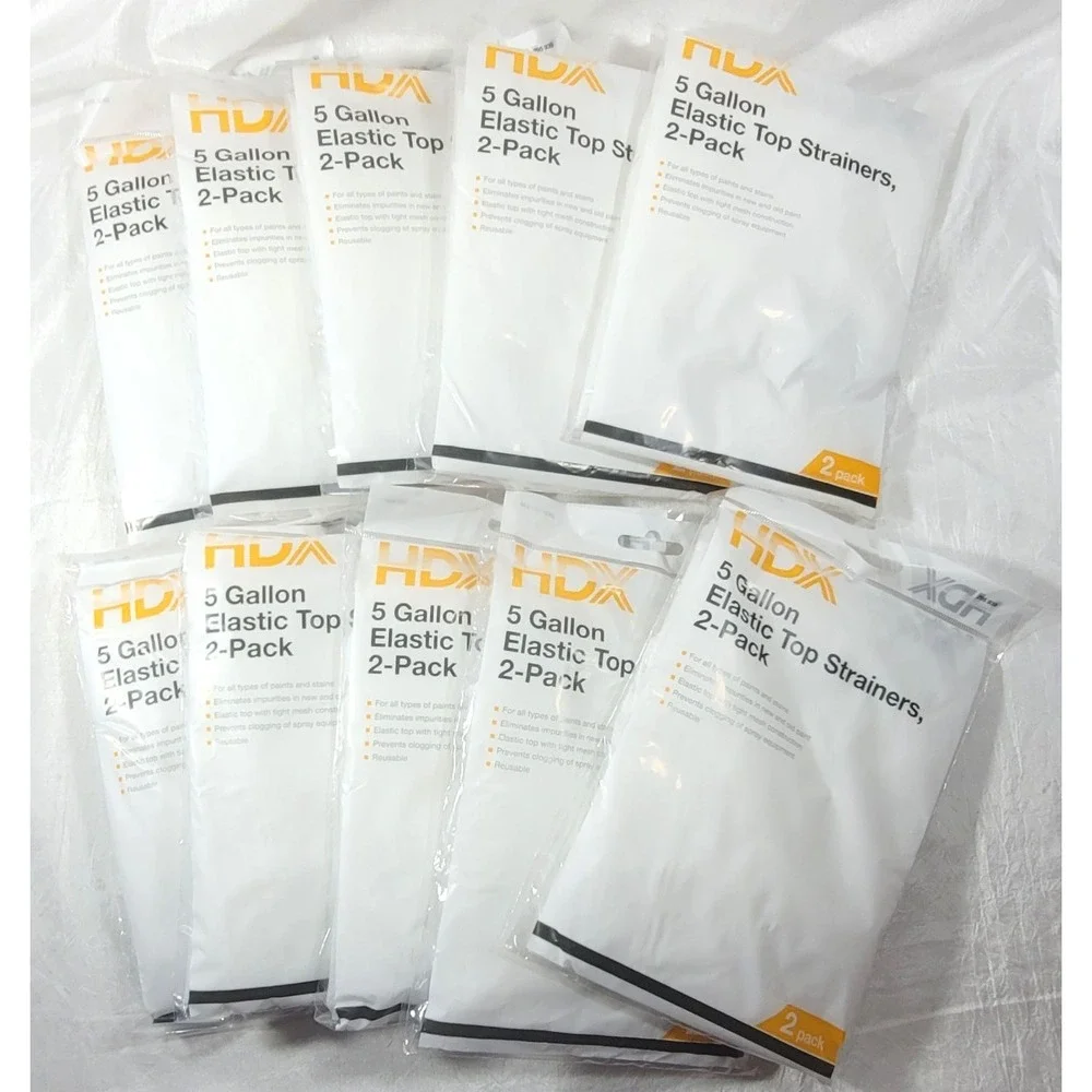 LOT: 10 Pkgs 2-Pack HDX 5‎ Gallon Bucket Elastic Top Strainers (20 Total) #11573